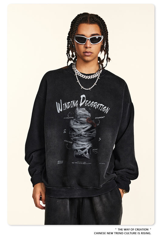 ♛𝔽𝕦𝕤𝕚𝕠𝕟 𝔽𝕠𝕔𝕦𝕤 ♛2025秋冬高磅復古水洗印花大學T B-67