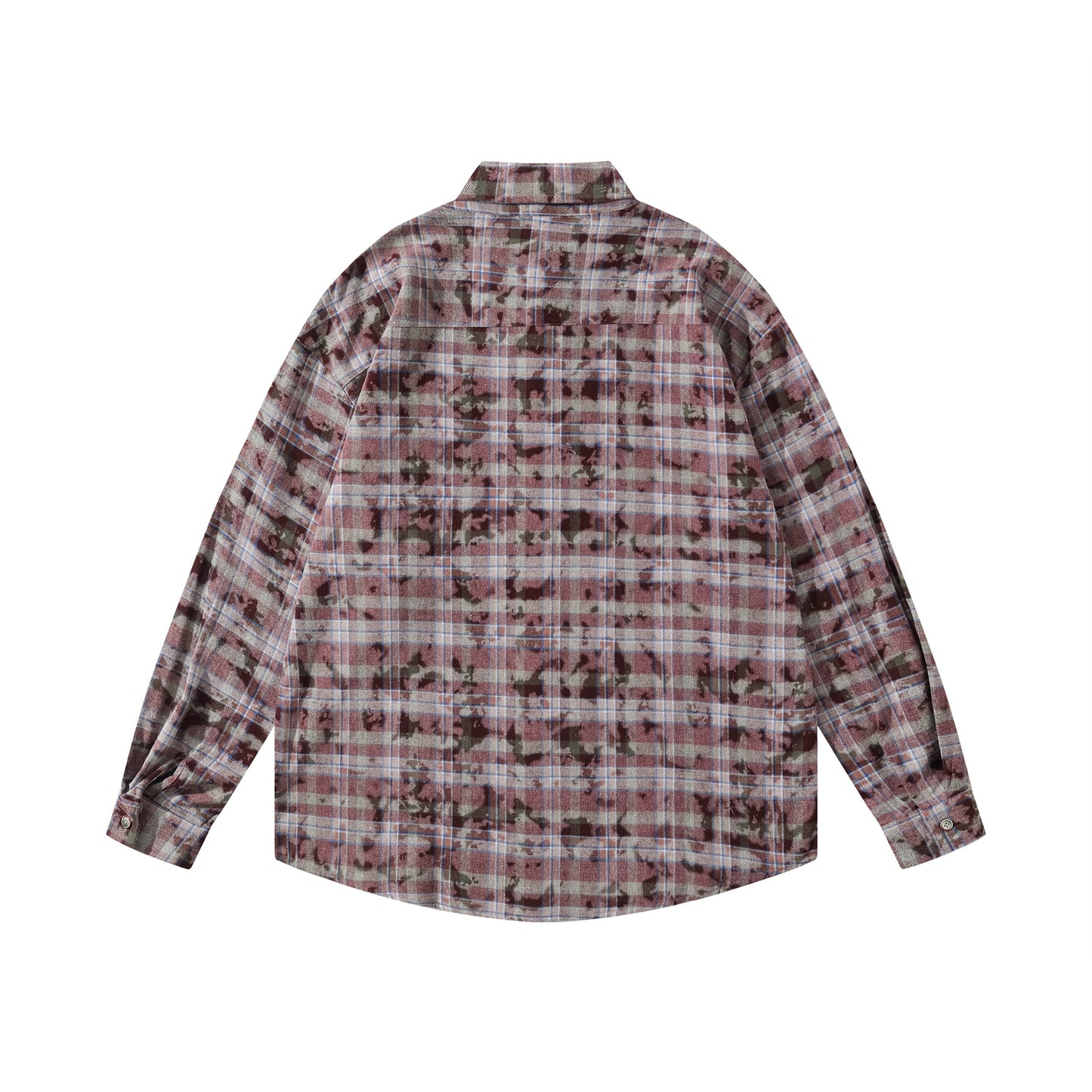 𝔼mbro 𝕊hirt𒉽2025秋冬復古扎染格子寬鬆襯衫外套JD-4