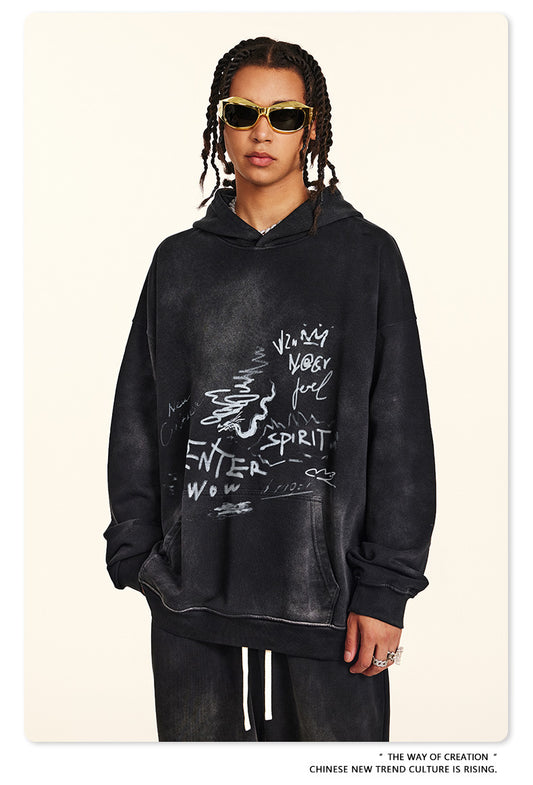 ♛𝔽𝕦𝕤𝕚𝕠𝕟 𝔽𝕠𝕔𝕦𝕤 ♛2025秋冬高磅復古水洗印花帽T 572