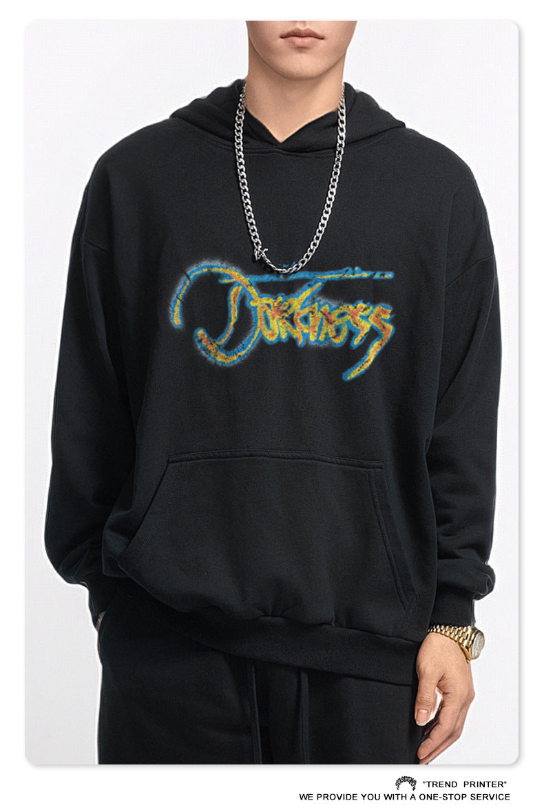 ♛𝔽𝕦𝕤𝕚𝕠𝕟 𝔽𝕠𝕔𝕦𝕤 ♛2025秋冬高磅水洗印花寬鬆落肩帽T 507