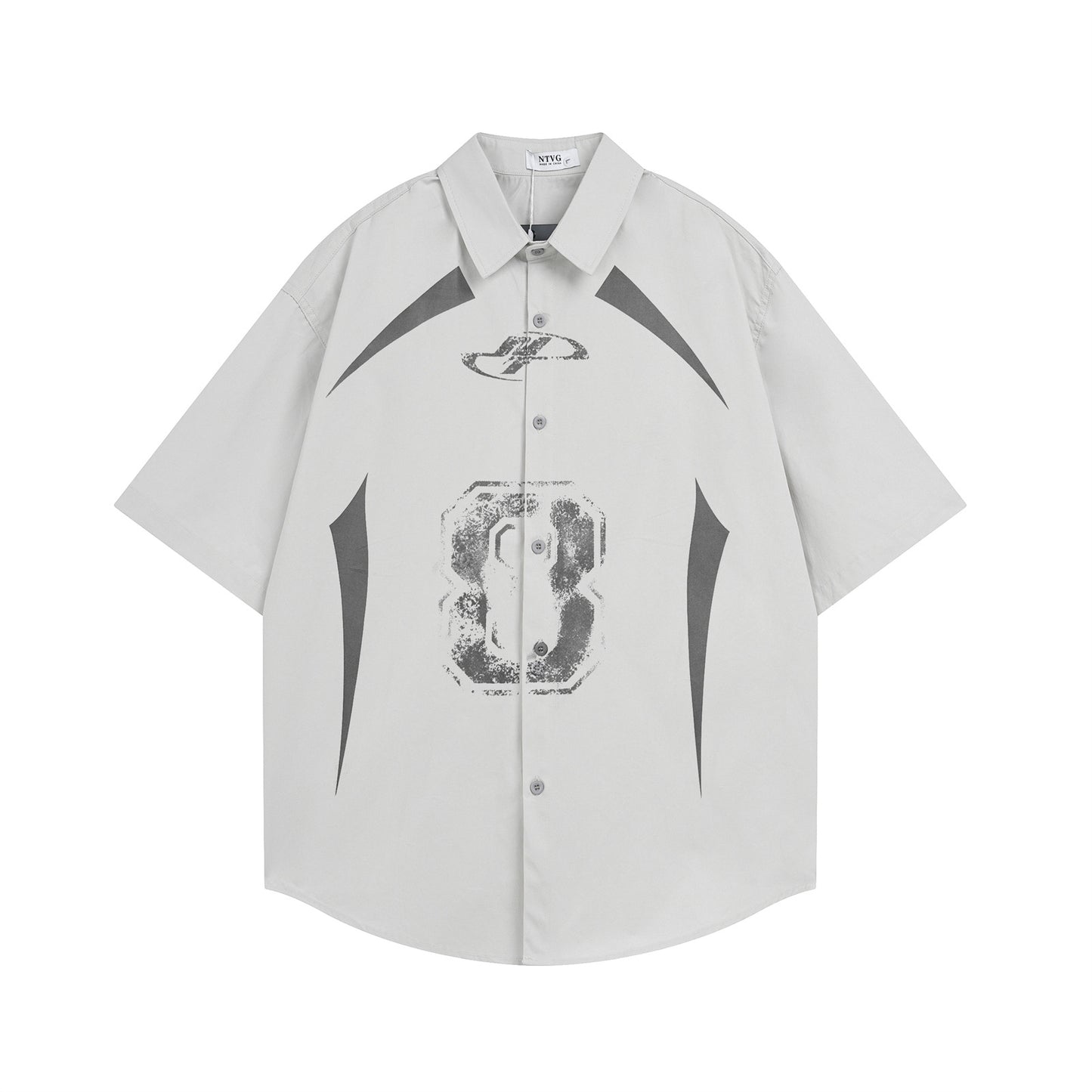 𝕃oose 𝔽it ☞𝟤𝟢𝟤𝟧 ☜美式復古數字8印花百搭休閒寬鬆襯衫 N-139