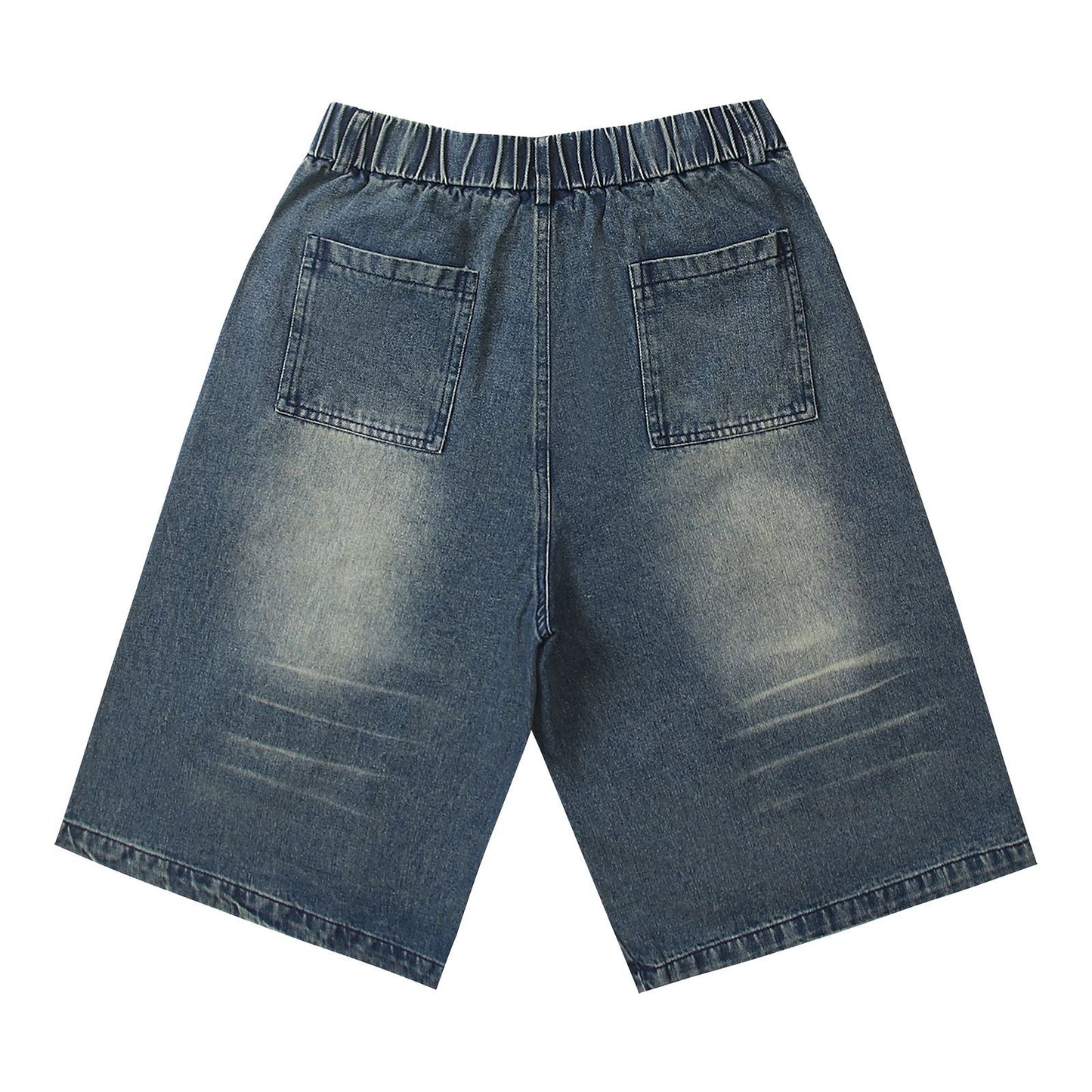 𖥟𝕽𝖊𝖑𝖆𝖝𝖊𝖉 𝖋𝖎𝖙  ☞美式復古水洗卡通刺繡寬鬆牛仔七分褲C-62