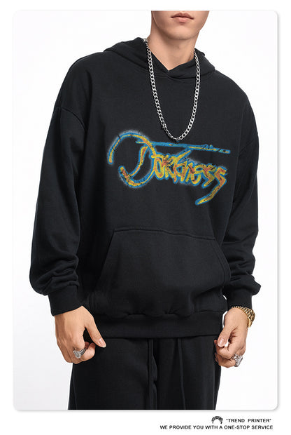 ♛𝔽𝕦𝕤𝕚𝕠𝕟 𝔽𝕠𝕔𝕦𝕤 ♛2025秋冬高磅水洗印花寬鬆落肩帽T 507