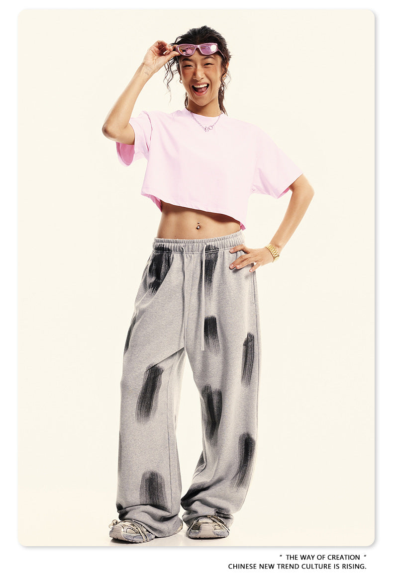 Fierce & Fitted 夏季美式復古做舊辣妹短款T袖N-7 水洗粉色