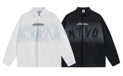 𝔼mbro 𝕊hirt𒉽秋冬長袖復古印花寬鬆襯衫NT-93