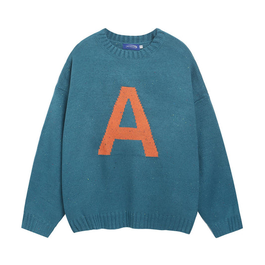 ⓀⓃⒾⓉ𒉽2025秋冬美式復古字母圓領慵懶針織 K-60