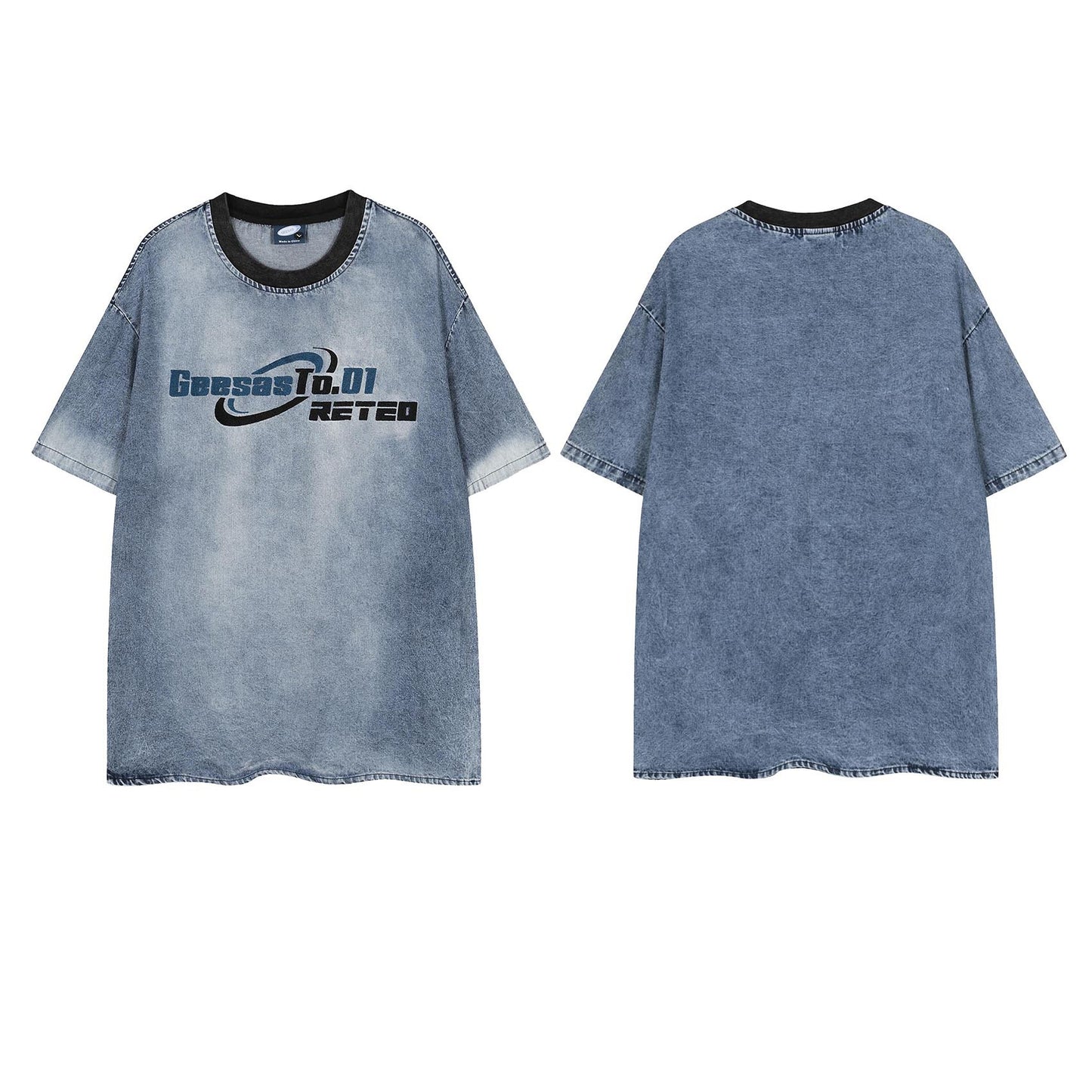 𝕃oose 𝔽it ☞𝟤𝟢𝟤𝟧 ☜美式復古水洗字母圓領寬版上衣G-9