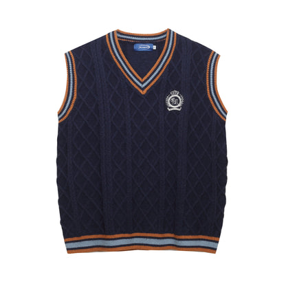 ⓀⓃⒾⓉ𒉽2025秋冬復古疊穿V領背心 IN-63