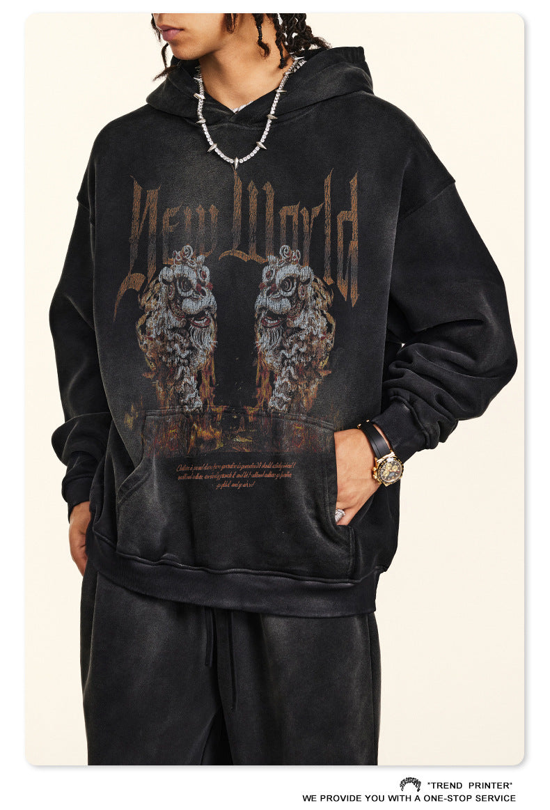 ♛𝔽𝕦𝕤𝕚𝕠𝕟 𝔽𝕠𝕔𝕦𝕤 ♛2025秋冬高磅復古水洗印花大學T B-50