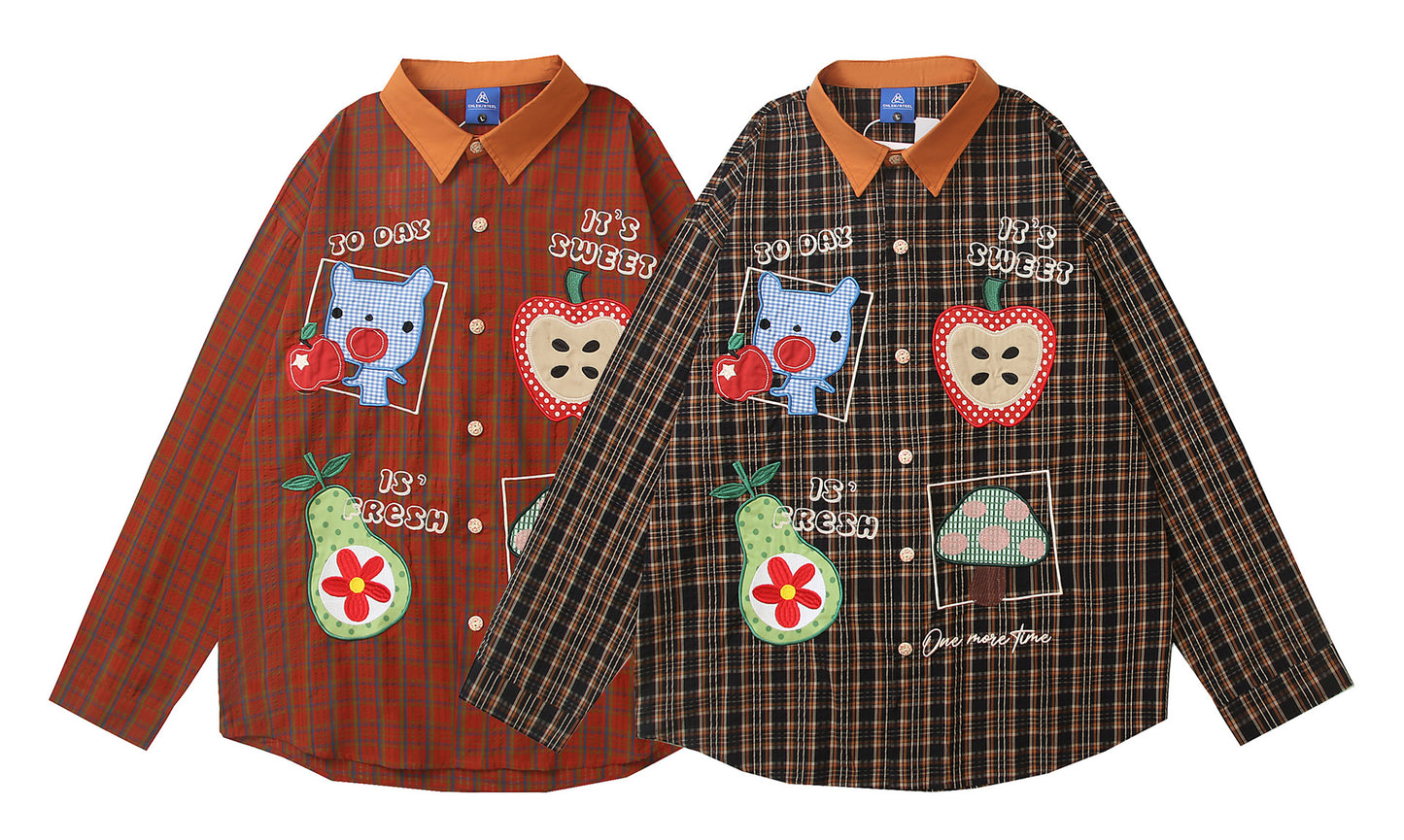 𝔼mbro 𝕊hirt𒉽2025秋冬復古創意寬鬆刺繡外套C-90