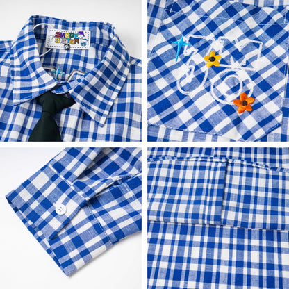 𝔼mbro 𝕊hirt𒉽2025秋冬領帶系列刺繡格子寬鬆襯MO-96