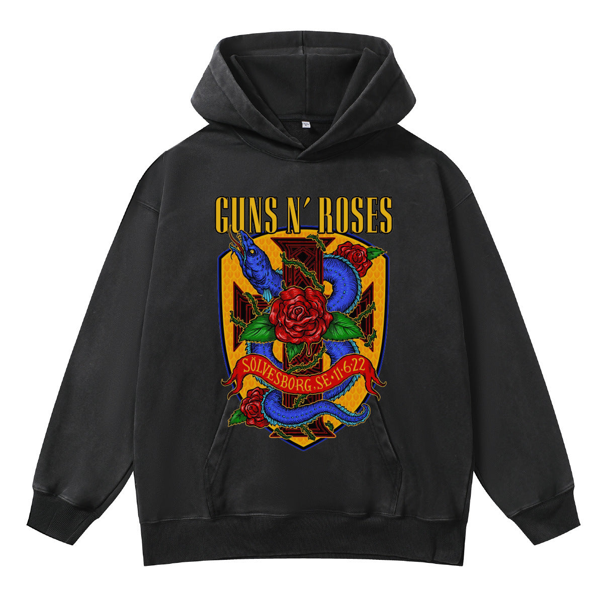 ♛𝔽𝕦𝕤𝕚𝕠𝕟 𝔽𝕠𝕔𝕦𝕤 ♛410G重磅水洗美式復古GUN ROSE連帽大學T  FZ-43