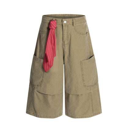 𖥟𝕽𝖊𝖑𝖆𝖝𝖊𝖉 𝖋𝖎𝖙  ☞美式復古工裝七分褲G-51