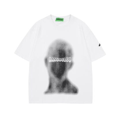 𝕃oose 𝔽it ☞𝟤𝟢𝟤𝟧 ☜美式復古抽象人像塗鴉圓領男女中性 T-Shirt寬版上衣BA-118#