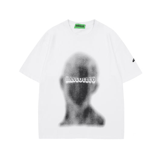 𝕃oose 𝔽it ☞𝟤𝟢𝟤𝟧 ☜美式復古抽象人像塗鴉圓領男女中性 T-Shirt寬版上衣BA-118#