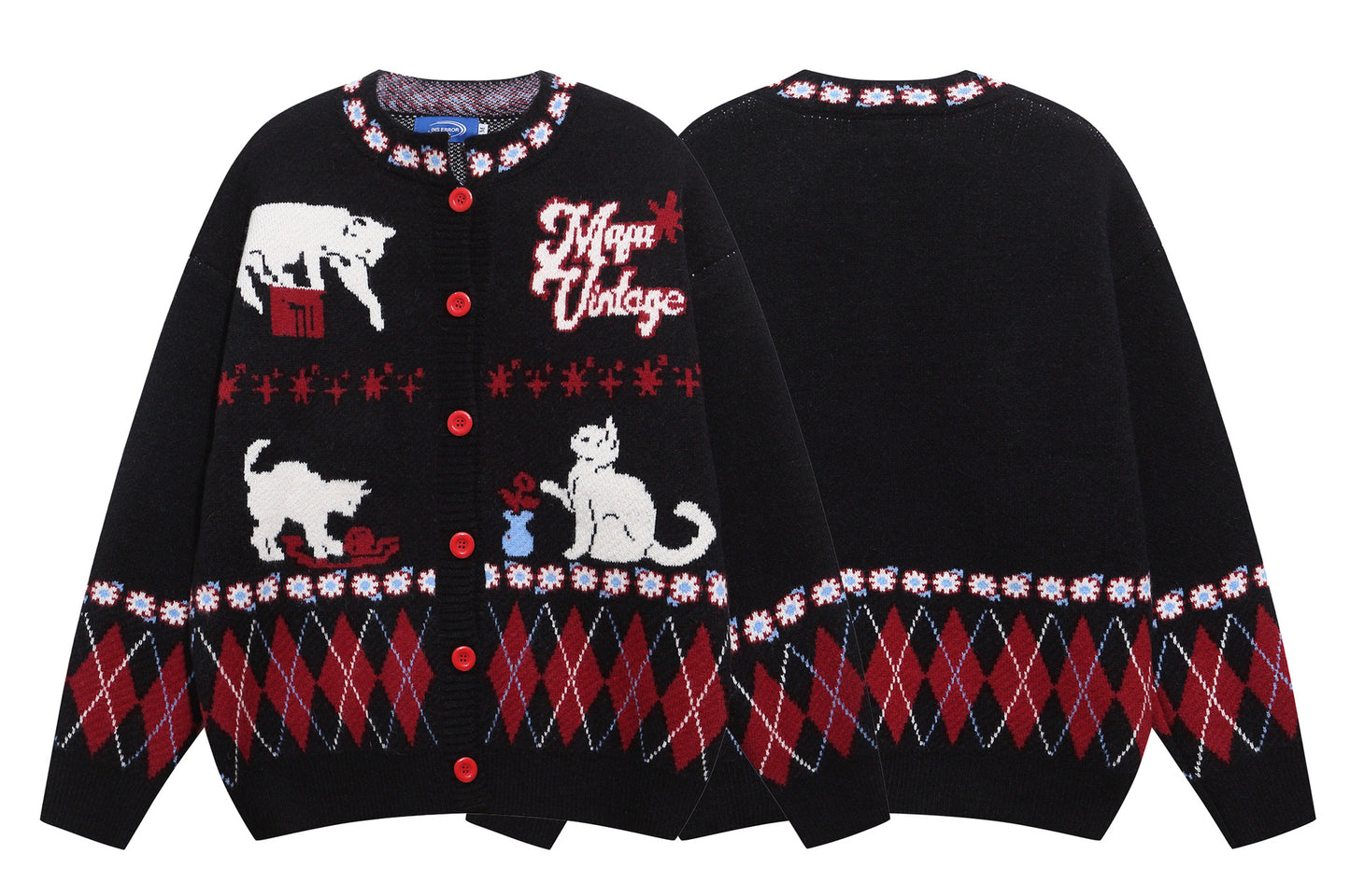 ⓀⓃⒾⓉ𒉽2025秋冬慵懶小貓圓領針織外套 K-02