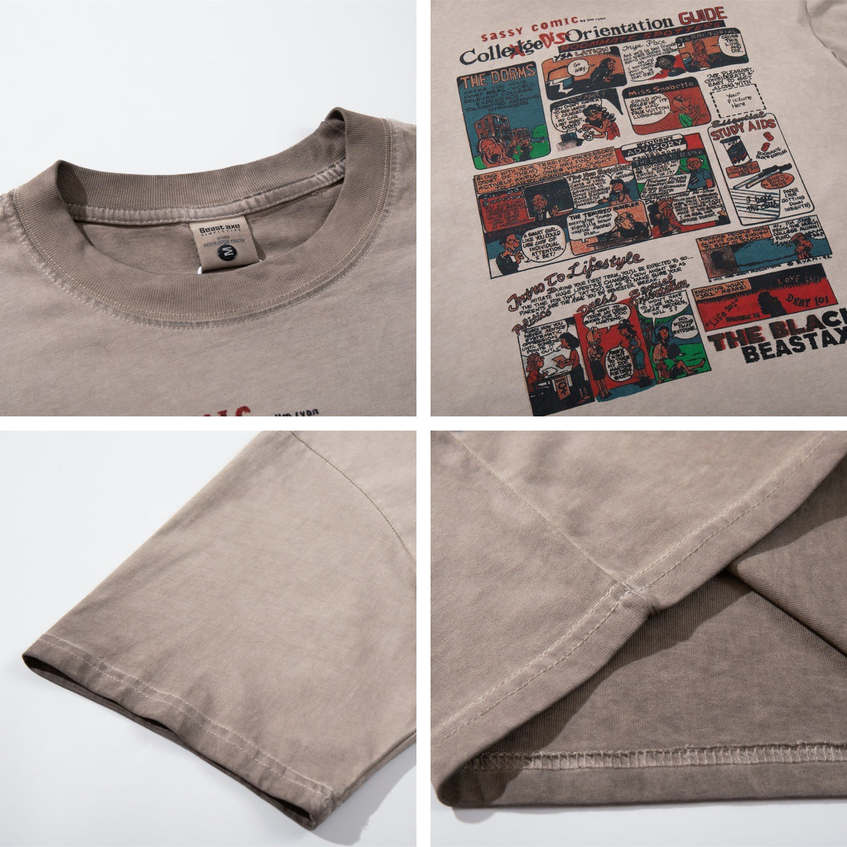 𝕃oose 𝔽it ☞𝟤𝟢𝟤𝟧 ☜美式復古卡通印花圓領男女中性 T-Shirt寬版上衣 AX-57