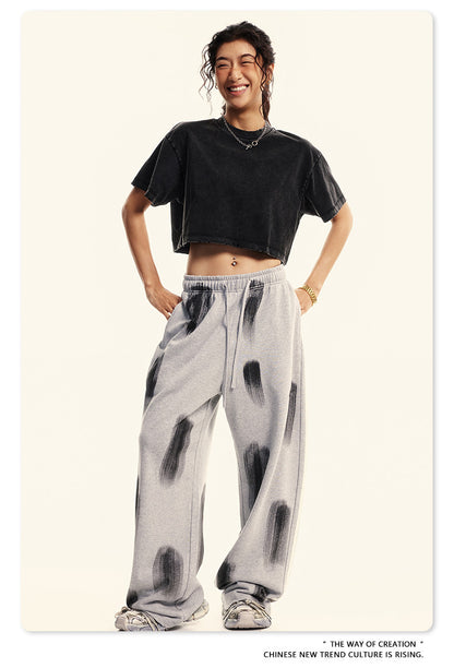 Fierce & Fitted 夏季美式復古做舊辣妹短款T袖N-6 水洗黑