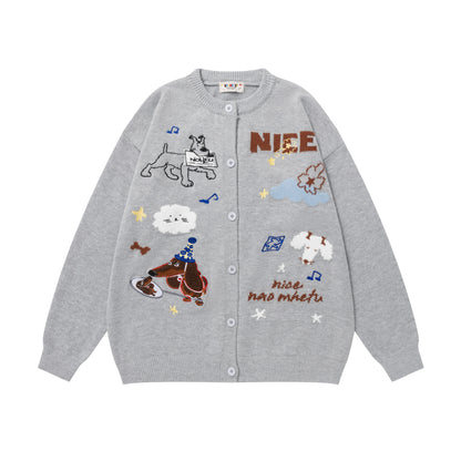 ⓀⓃⒾⓉ𒉽2025秋冬可愛小狗百搭針織外套 Y-17