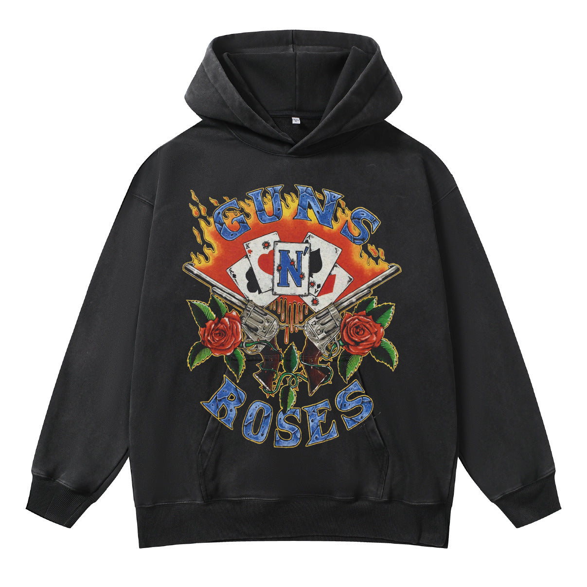 ♛𝔽𝕦𝕤𝕚𝕠𝕟 𝔽𝕠𝕔𝕦𝕤 ♛410G重磅水洗槍與玫瑰連帽大學T  FZ-72