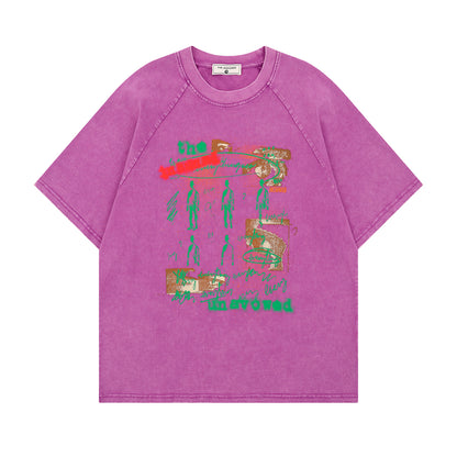 𝕃oose 𝔽it ☞𝟤𝟢𝟤𝟧 ☜美式復古人像印花圓領寬版上衣T-82