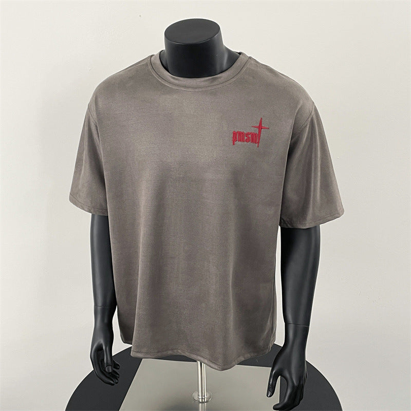 𝔽𝕦𝕤𝕚𝕠𝕟 𝔽𝕠𝕔𝕦𝕤 ✘ 2025新款美式復古刺绣t恤男款簡約高級感穿搭短袖正肩小領短袖 N505
