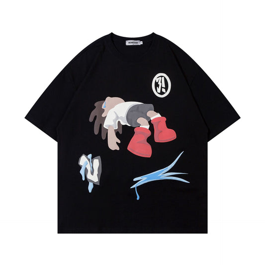 𝕃oose 𝔽it ☞𝟤𝟢𝟤𝟧 ☜夏季新款印花圓領寬版上衣B-5