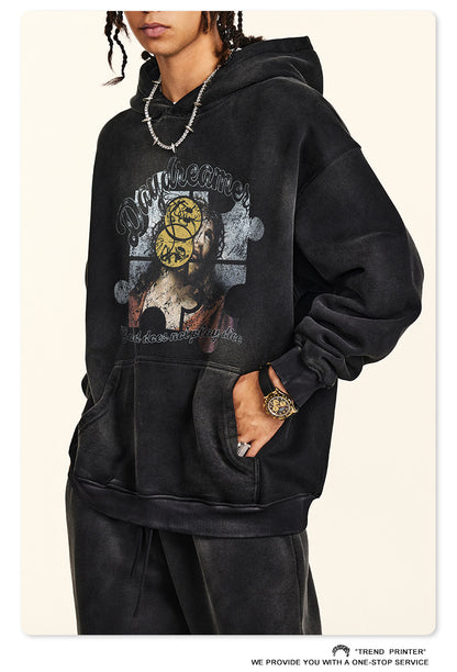 ♛𝔽𝕦𝕤𝕚𝕠𝕟 𝔽𝕠𝕔𝕦𝕤 ♛2025秋冬高磅復古水洗印花帽T B-68