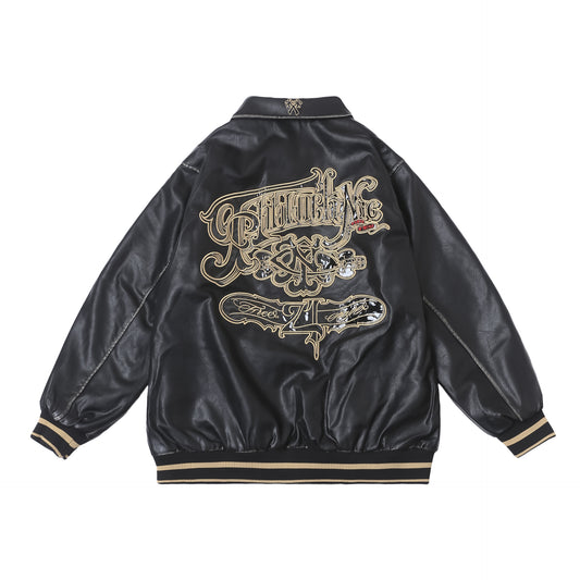 𝔽𝕦𝕤𝕚𝕠𝕟 𝔽𝕠𝕔𝕦𝕤 -ᴄʜɪᴄᴀɴᴏ♠︎悍匪♠︎ 西海岸奇卡諾Chicano悍匪萬針刺绣夾棉皮衣外套 MF21S