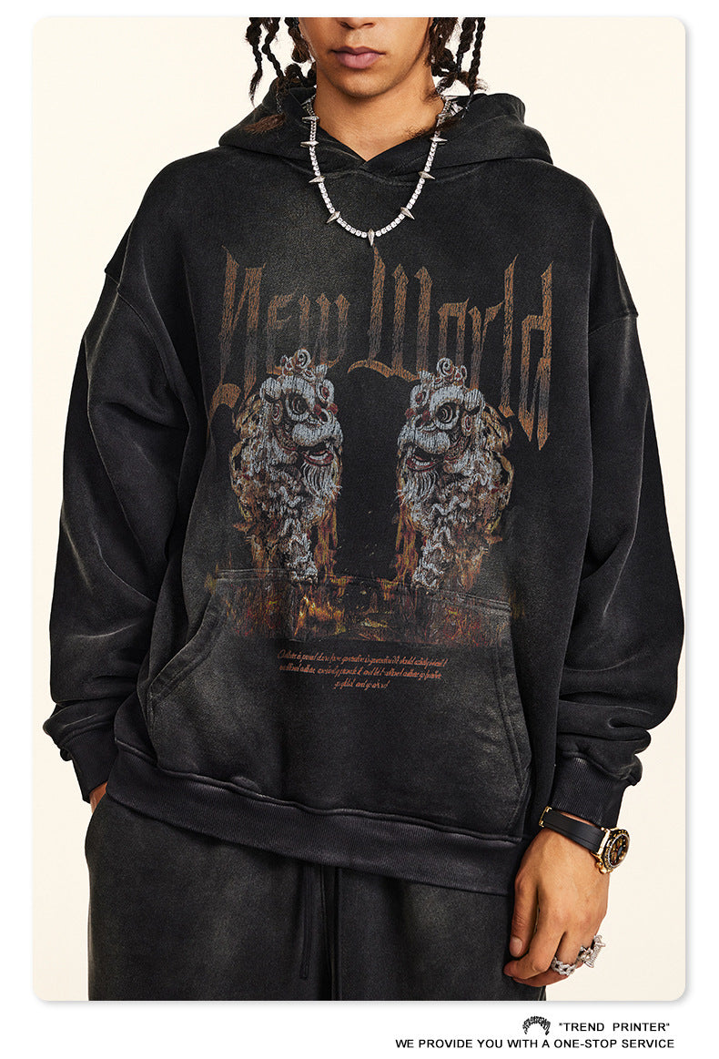 ♛𝔽𝕦𝕤𝕚𝕠𝕟 𝔽𝕠𝕔𝕦𝕤 ♛2025秋冬高磅復古水洗印花大學T B-50