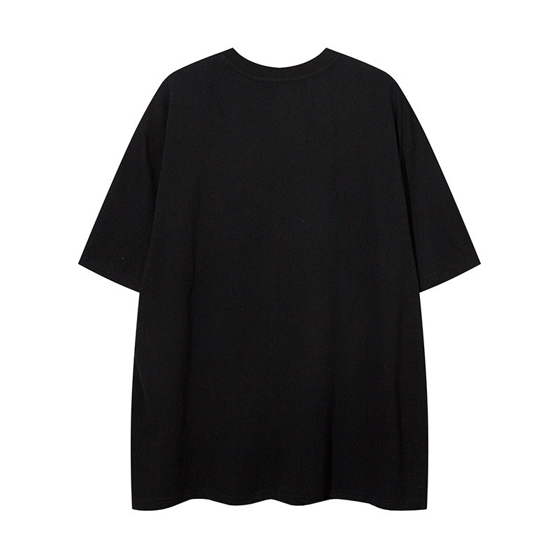 𝕃oose 𝔽it ☞𝟤𝟢𝟤𝟧 ☜美式復古荊棘星星牛仔貼布圓領男女中性 T-Shirt寬版上衣 D-X211