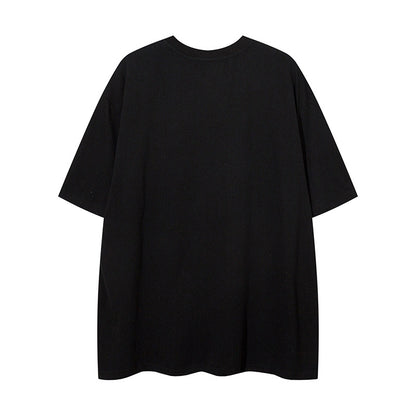 𝕃oose 𝔽it ☞𝟤𝟢𝟤𝟧 ☜美式復古荊棘星星牛仔貼布圓領男女中性 T-Shirt寬版上衣 D-X211