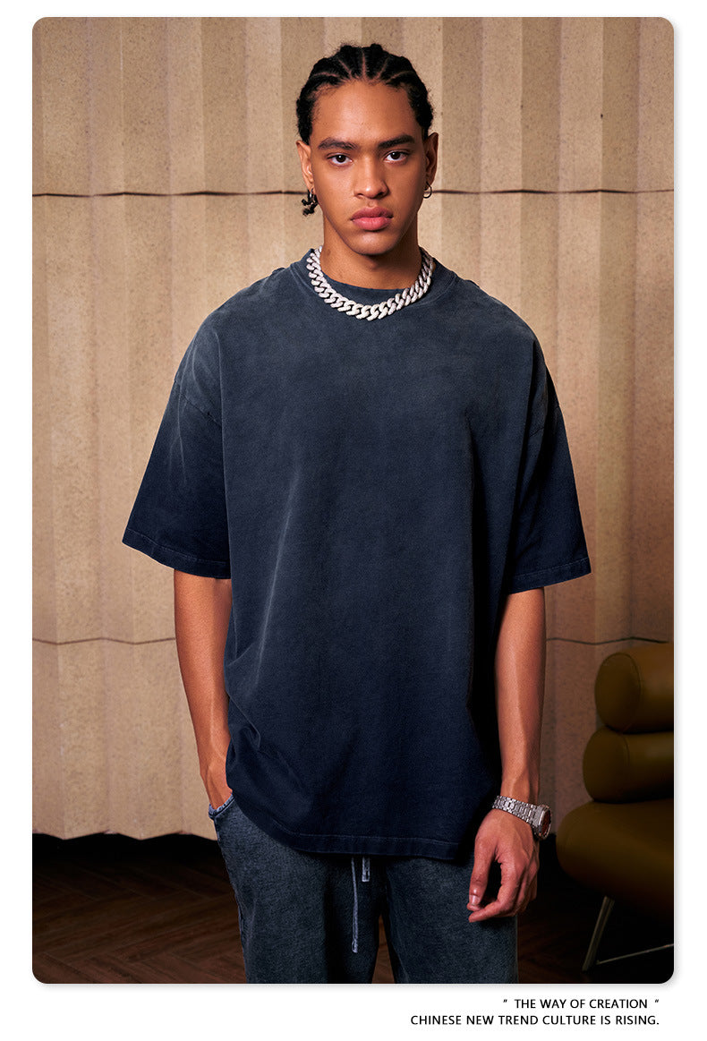 ▶𝔽𝕦𝕤𝕚𝕠𝕟 𝔽𝕠𝕔𝕦𝕤 ⌘𝓦𝓪𝓼𝓱𝓮𝓭 𝔀𝓲𝓷𝓭 ◀  2025春夏潮牌ins新款纯棉水洗做舊短袖街頭巴家重磅半袖Ｔ恤 TZ-05