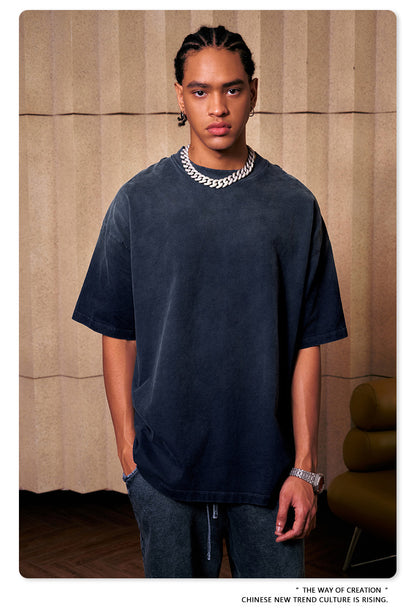 ▶𝔽𝕦𝕤𝕚𝕠𝕟 𝔽𝕠𝕔𝕦𝕤 ⌘𝓦𝓪𝓼𝓱𝓮𝓭 𝔀𝓲𝓷𝓭 ◀  2025春夏潮牌ins新款纯棉水洗做舊短袖街頭巴家重磅半袖Ｔ恤 TZ-05