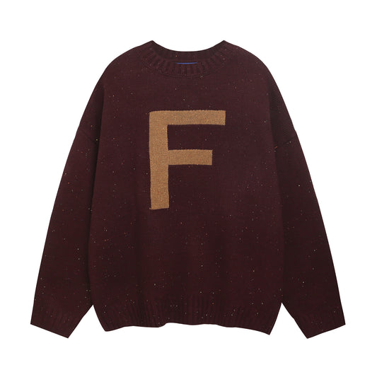 ⓀⓃⒾⓉ𒉽2025秋冬美式復古字母圓領慵懶針織 K-60