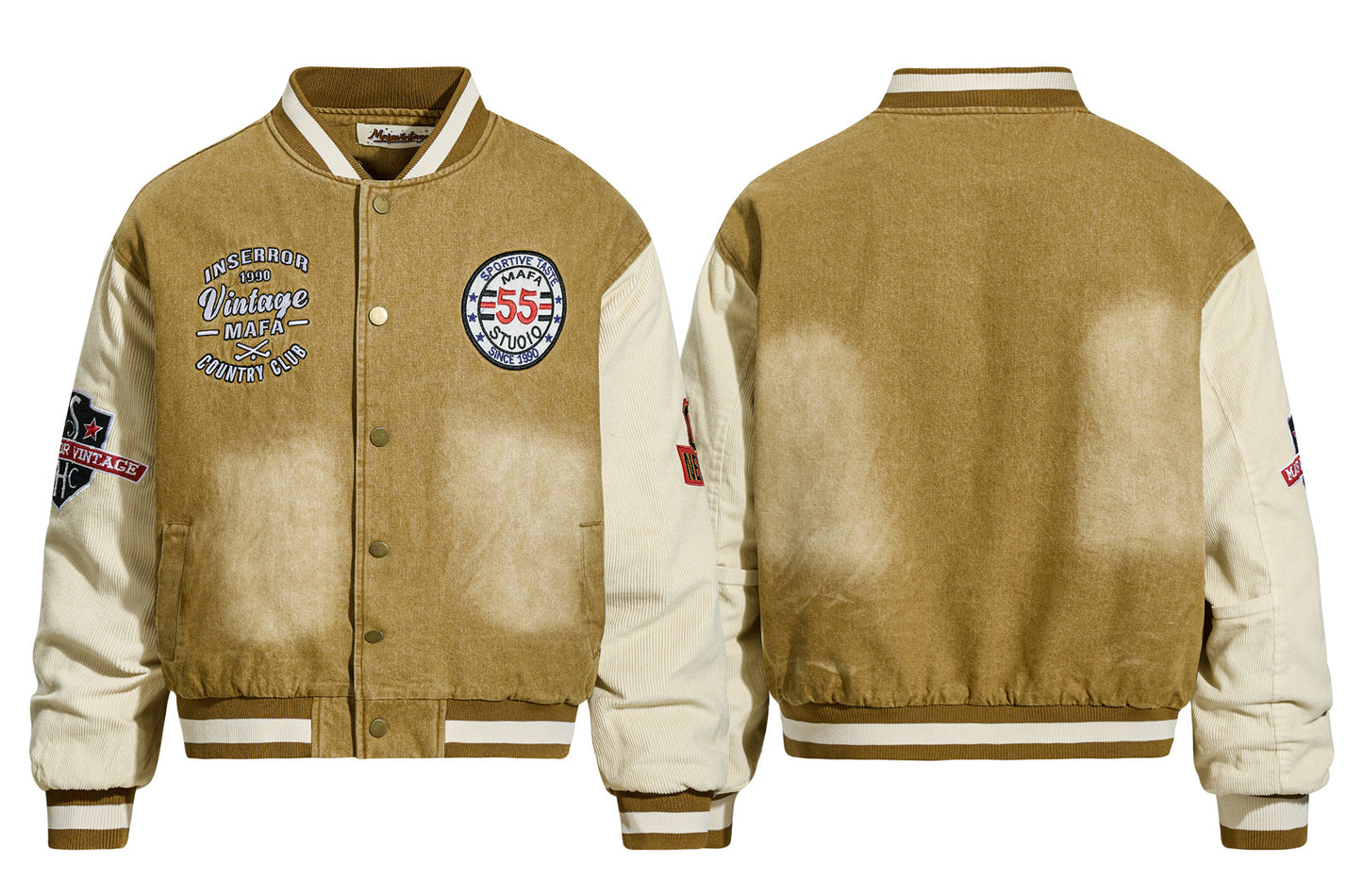 𝔼mbro 𝕊hirt𒉽2025秋冬復古字母刺繡鋪棉外套 MJ-82