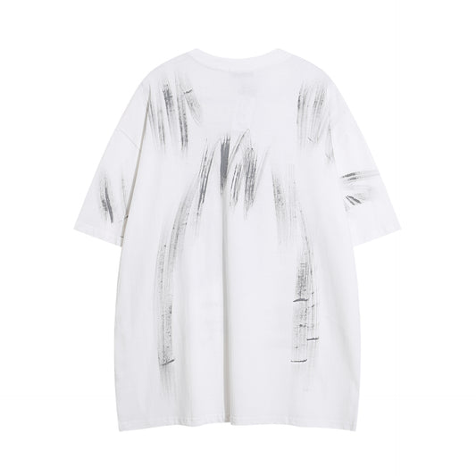 𝕃oose 𝔽it ☞𝟤𝟢𝟤𝟧 ☜美式復古人像塗鴉圓領男女中性 T-Shirt寬版上衣Y-SN21