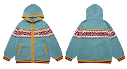 ⓀⓃⒾⓉ𒉽2025秋冬撞色連帽針織外套 K-I50