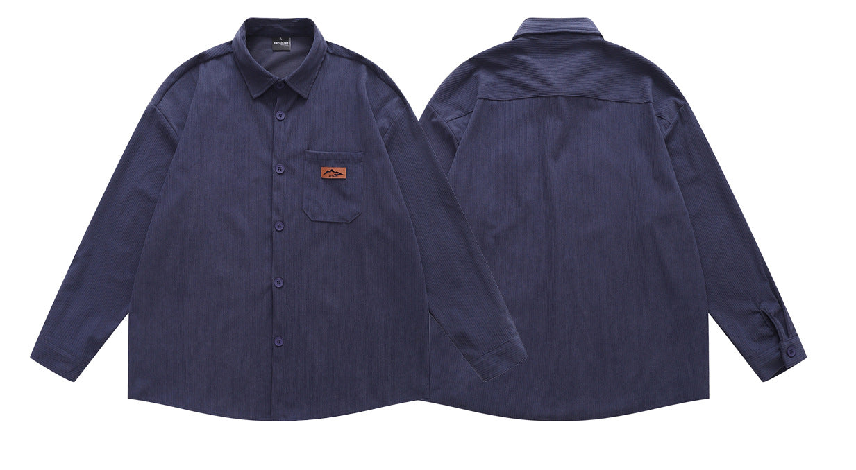 𝔼mbro 𝕊hirt𒉽秋冬復古刺繡燈芯絨休閒襯衫Y-05