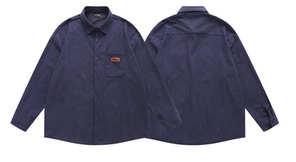 𝔼mbro 𝕊hirt𒉽秋冬復古刺繡燈芯絨休閒襯衫Y-05