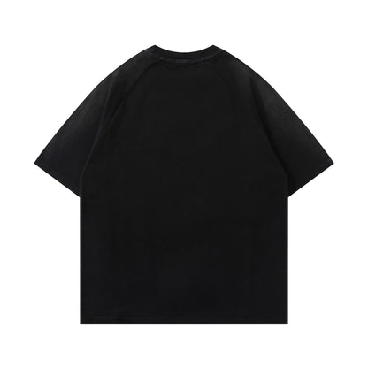 𝕃oose 𝔽it ☞𝟤𝟢𝟤𝟧 ☜美式復古拼接鉚釘圓領男女中性 T-Shirt寬版上衣J-5