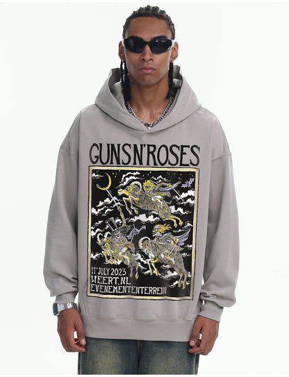 ♛𝔽𝕦𝕤𝕚𝕠𝕟 𝔽𝕠𝕔𝕦𝕤 ♛410G重磅水洗GunsnRoses連帽大學T  FZ-03