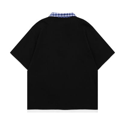 𝕃oose 𝔽it ☞𝟤𝟢𝟤𝟧 ☜領帶系列假兩件圓領寬版上衣T-38