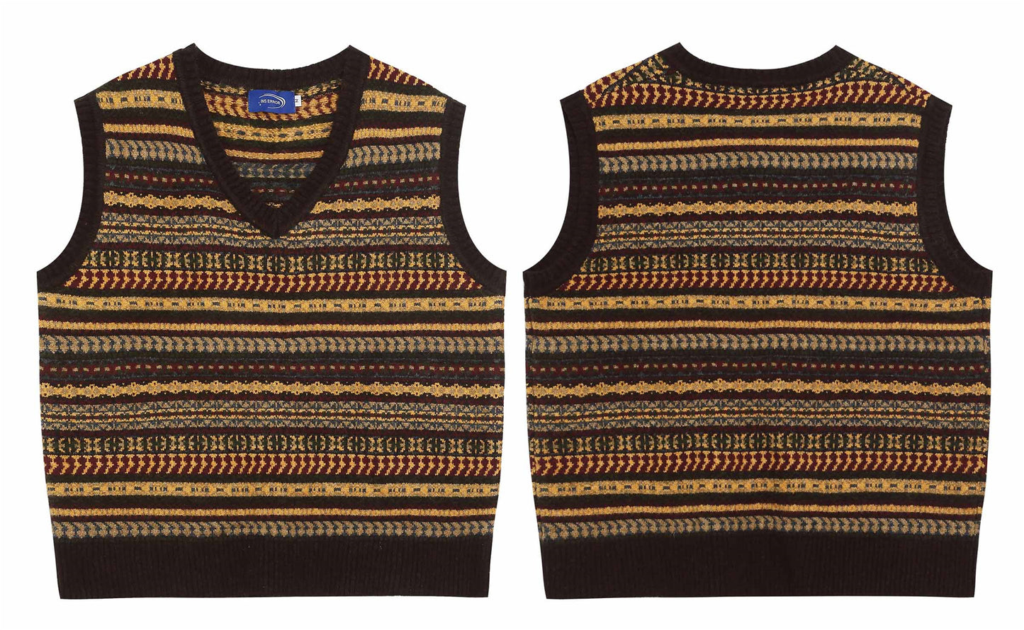 ⓀⓃⒾⓉ𒉽2025秋冬復古疊穿V領背心  IN-72