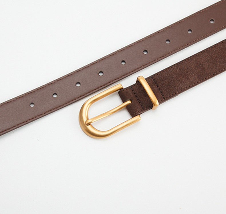 𝗕𝗘𝗟𝗧女款磨砂反絨合金扣牛皮簡約腰帶款 03