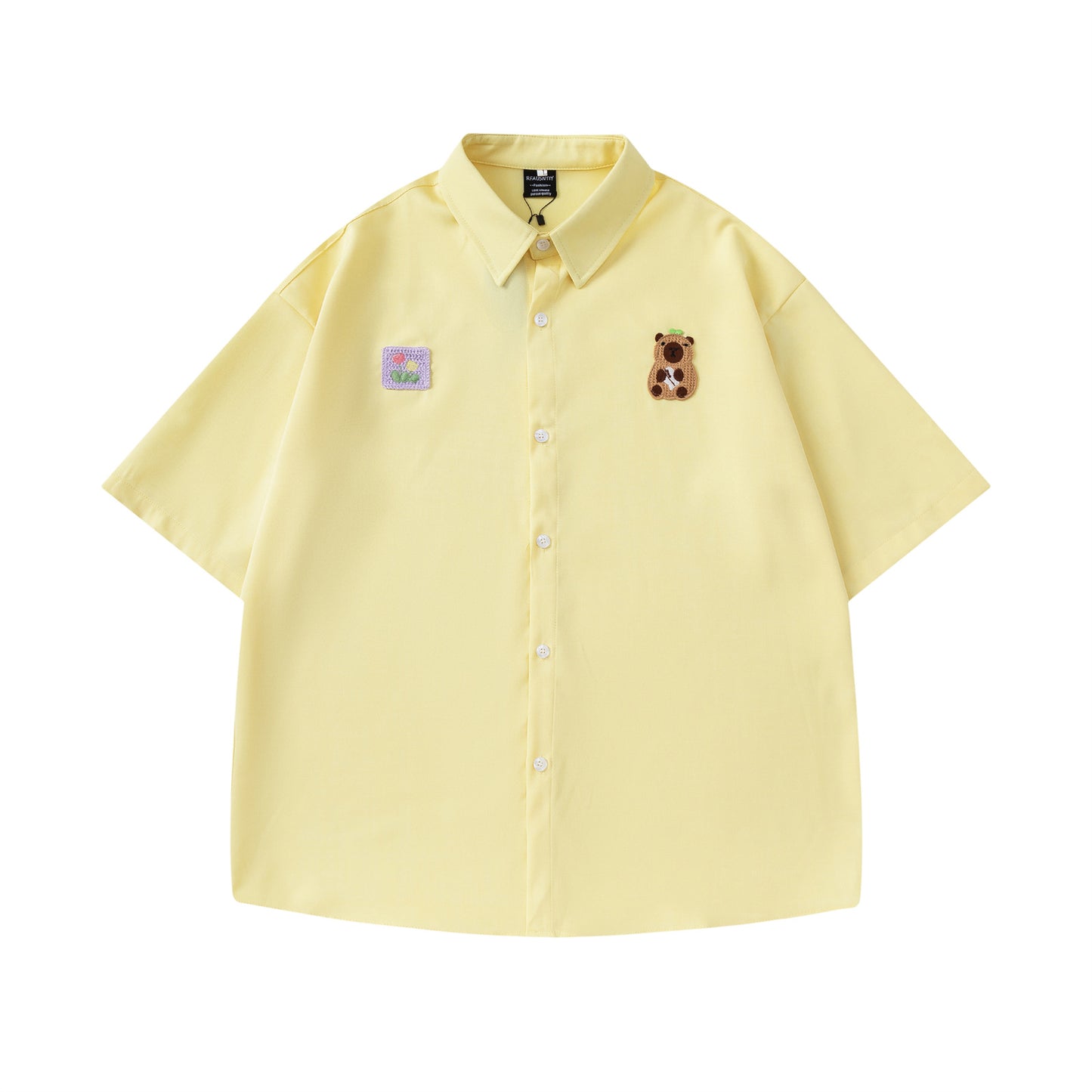𝔼mbro 𝕊hirt𒉽美式復古可愛刺繡百搭休閒襯衫 RF-81