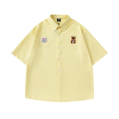 𝔼mbro 𝕊hirt𒉽美式復古可愛刺繡百搭休閒襯衫 RF-81