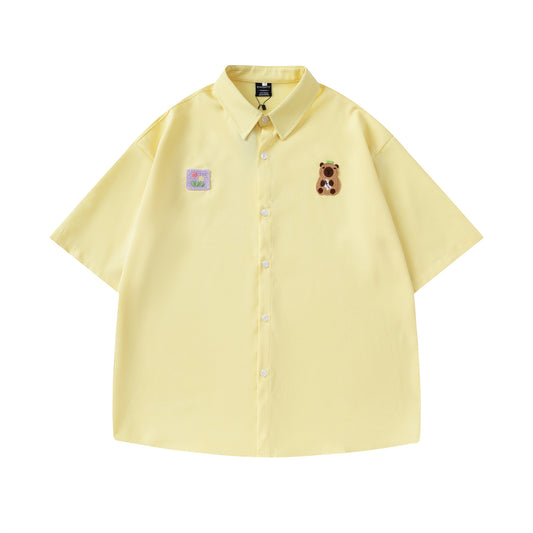 𝔼mbro 𝕊hirt𒉽美式復古可愛刺繡百搭休閒襯衫 RF-81