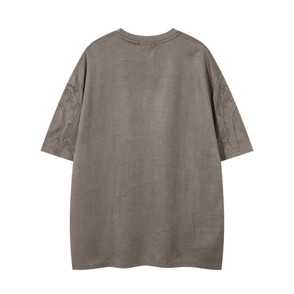 𝕃oose 𝔽it ☞𝟤𝟢𝟤𝟧 ☜美式復古設計感領口荊棘風格男女中性 T-Shirt寬版上衣 JK657