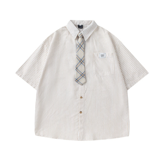 𝕃oose 𝔽it ☞𝟤𝟢𝟤𝟧 ☜領帶系列復古學院風條紋休閒襯衫 RF-72